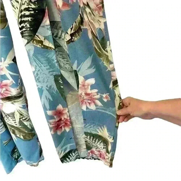 Guess Blue Blue Tropical Palm Print Beachy Sleeveless Jumpsuit Romper Size 2 - Picture 4 of 9